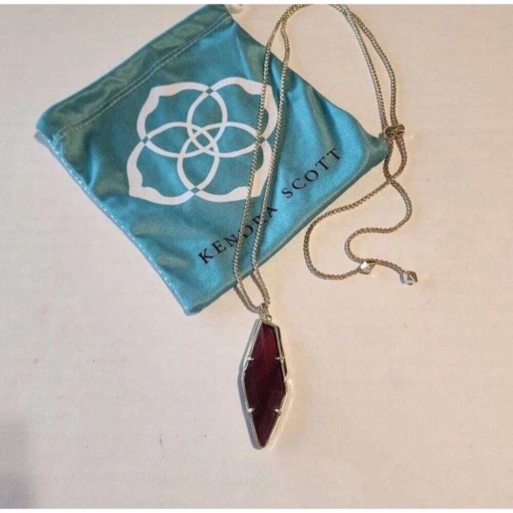 Kendra Scott Olivia marron jade  STONE  Gold Long Pendant NecklACE